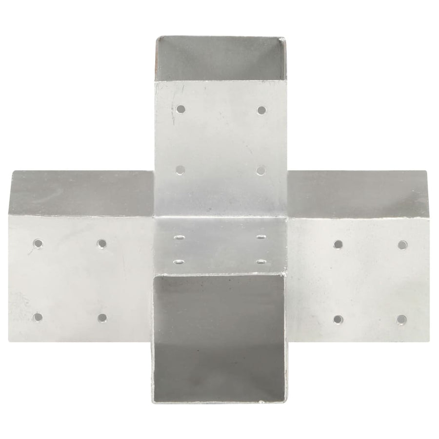 Paalverbindingen 4 st X-vorm 91x91 mm gegalvaniseerd metaal 91 x 91 mm X-vorm