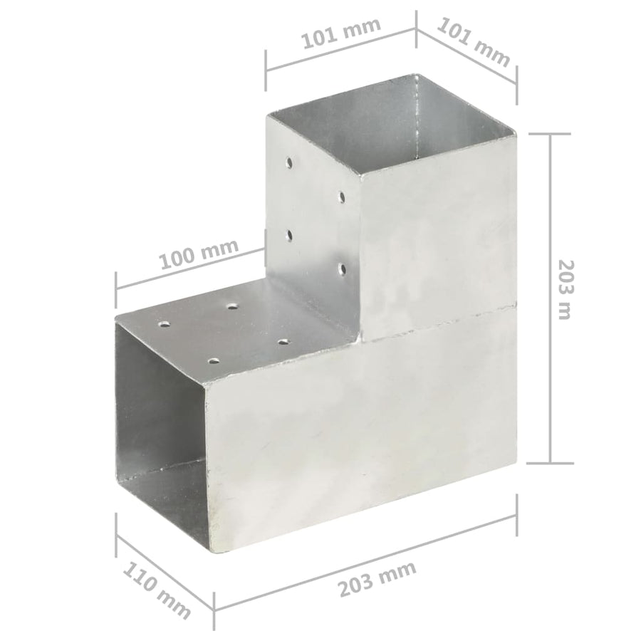 Paalverbindingen 4 St L-Vorm 101X101 Mm Gegalvaniseerd Metaal 101 x 101 mm