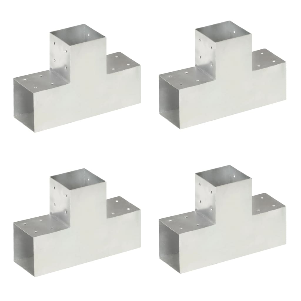Paalverbindingen 4 St T-Vorm 101X101 Mm Gegalvaniseerd Metaal 101 x 101 mm