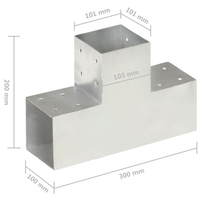 Paalverbindingen 4 St T-Vorm 101X101 Mm Gegalvaniseerd Metaal 101 x 101 mm