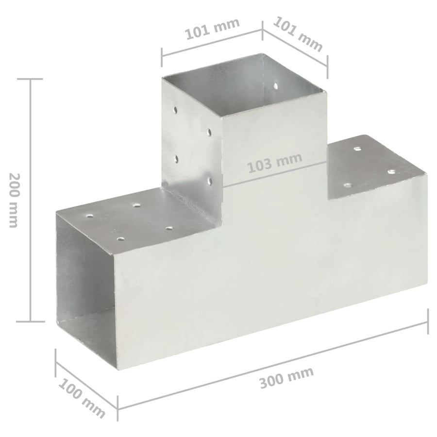 Paalverbindingen 4 St T-Vorm 101X101 Mm Gegalvaniseerd Metaal 101 x 101 mm