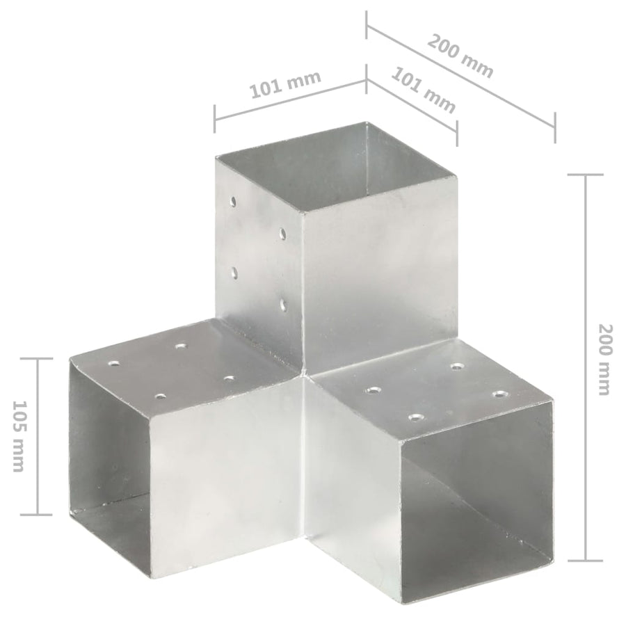 Paalverbindingen 4 St Y-Vorm 101X101 Mm Gegalvaniseerd Metaal 101 x 101 mm