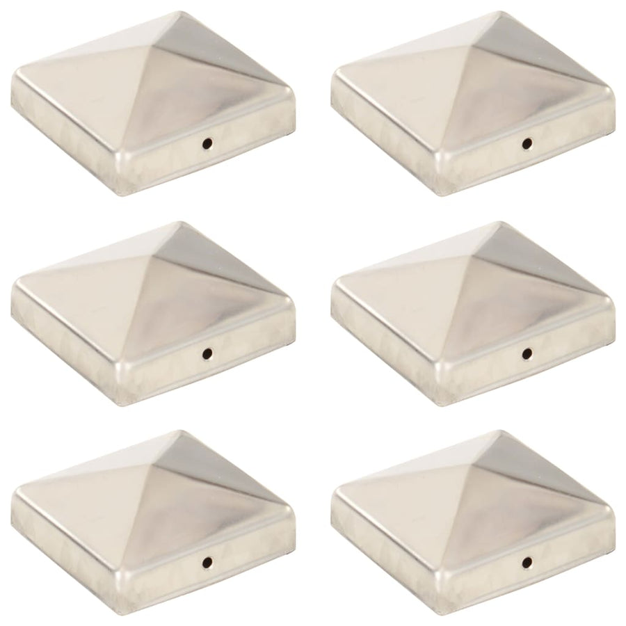 Paalkappen 6 st piramide 81x81 mm roestvrij staal
