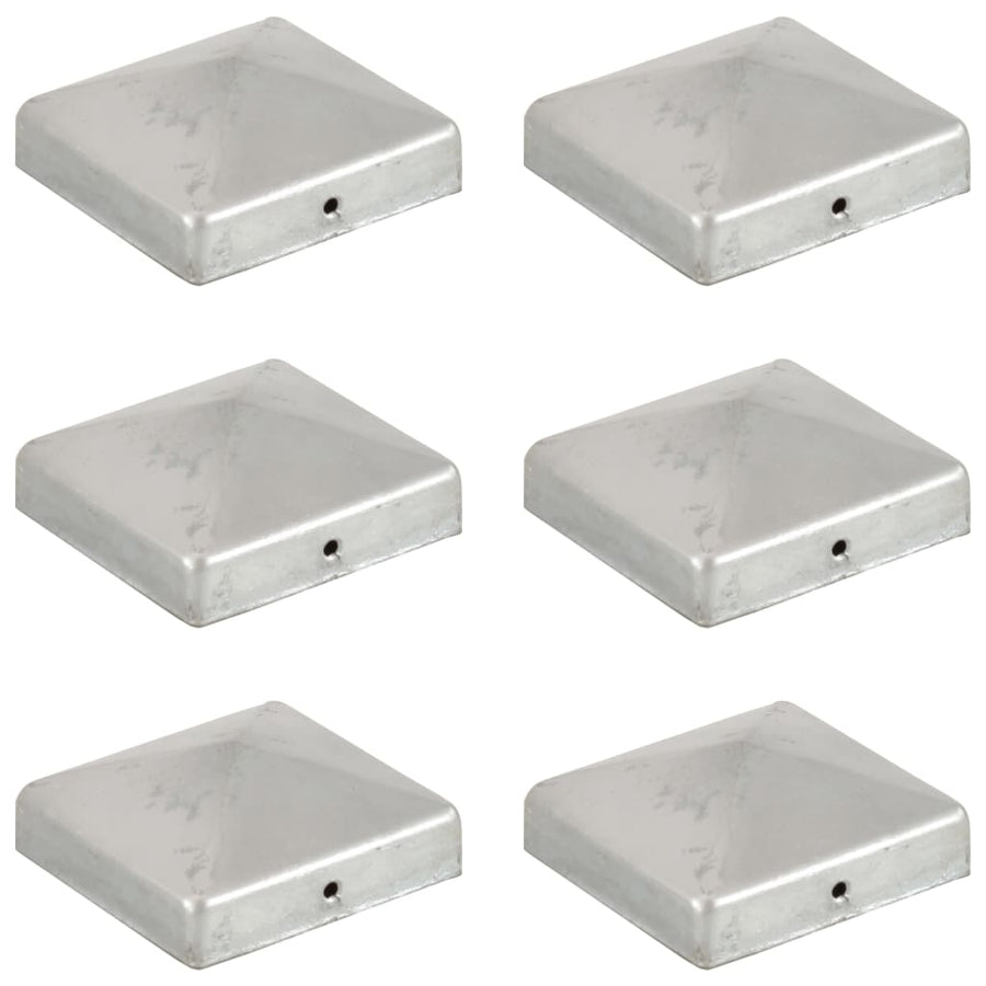 Paalkappen 6 st piramide 81x81 mm gegalvaniseerd metaal