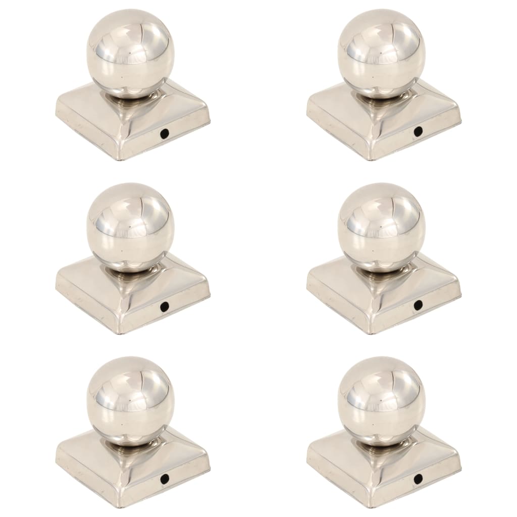 Paalkappen 6 St Bol 71X71 Mm Roestvrij Staal 71 x 71 mm