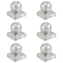 Paalkappen 6 st bol 71x71 mm gegalvaniseerd metaal