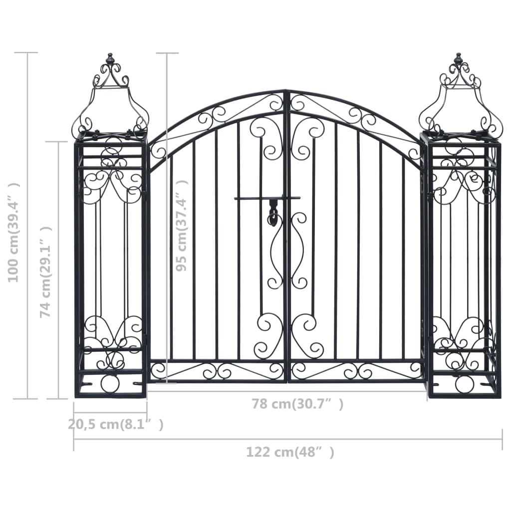 Poort decoratief 122x20,5x100 cm smeedijzer 122 x 20.5 x 100 cm