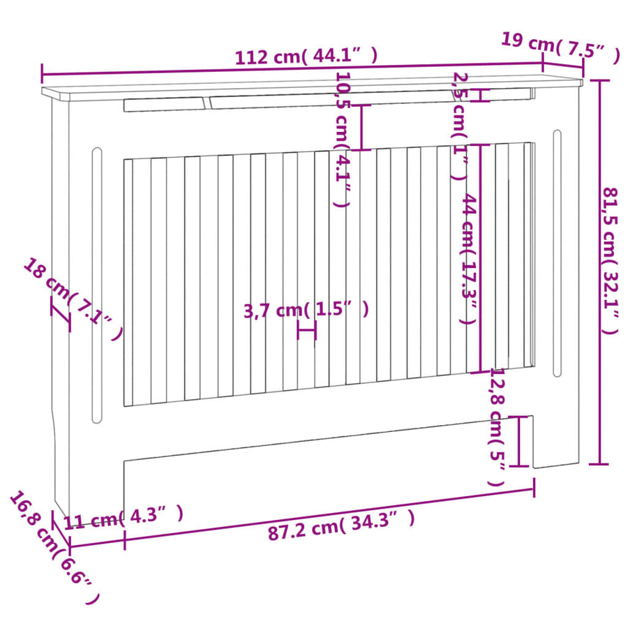 Radiatorombouw 2X9X8,5 Cm Mdf 1 112 x 19 x 81.5 cm Bruin