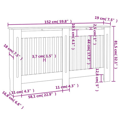 Radiatorombouw 152x19x81,5 cm bewerkt hout zwart