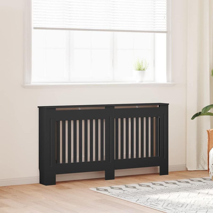 Radiatorombouw 152x19x81,5 cm bewerkt hout zwart