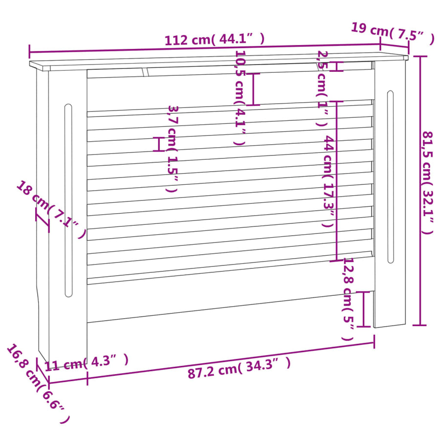Radiatorombouw 2X9X8,5 Cm Mdf 1 112 x 19 x 81.5 cm Bruin