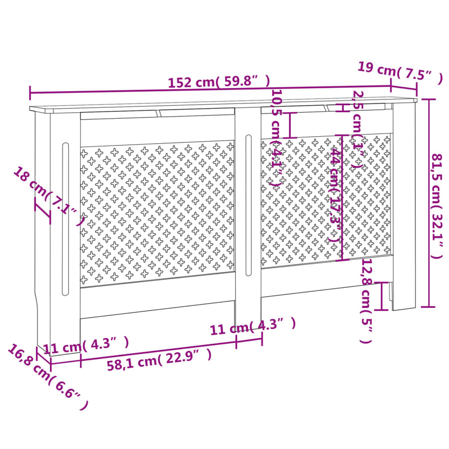 Radiatorombouw 52X9X8,5 Cm Mdf 1 152 x 19 x 81.5 cm Bruin