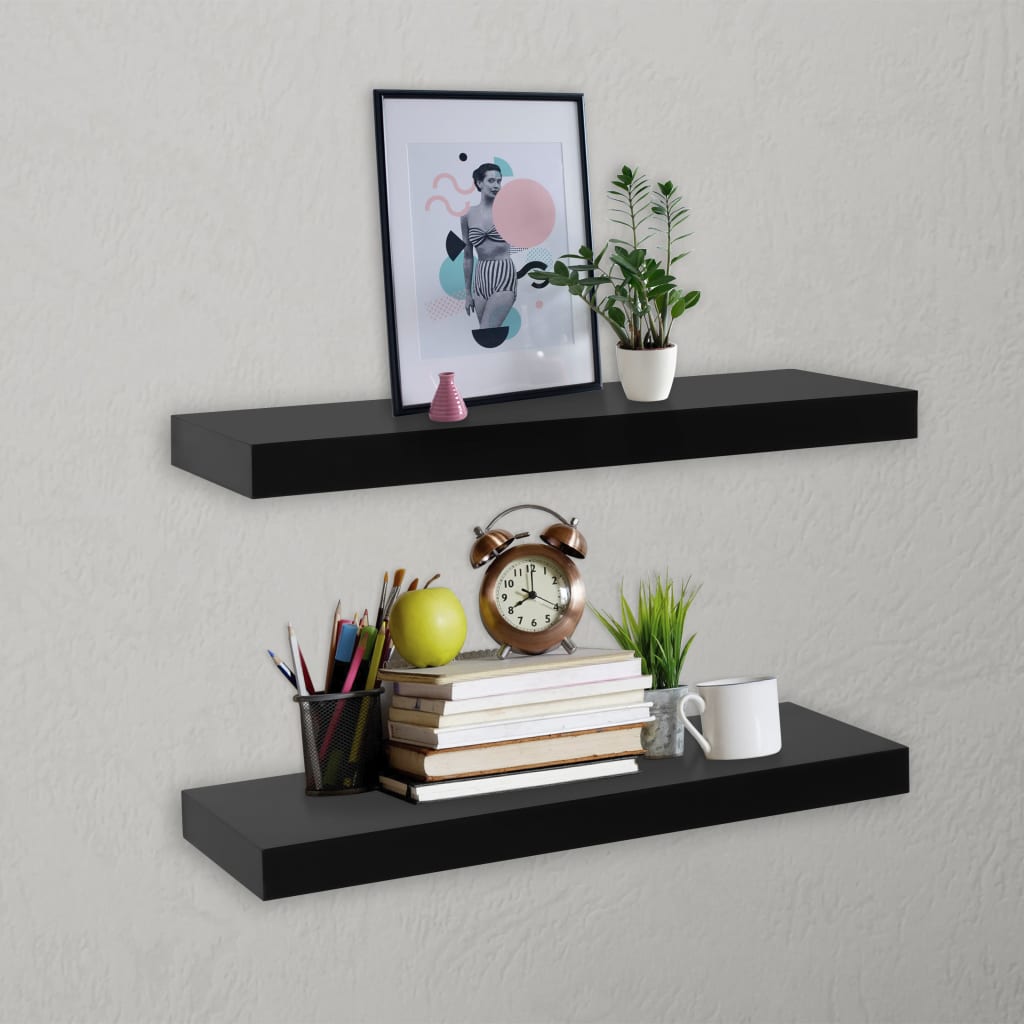 Wandplanken Zwevend 40X0X3,8 Cm Zwart 40 x 20 x 3.8 cm