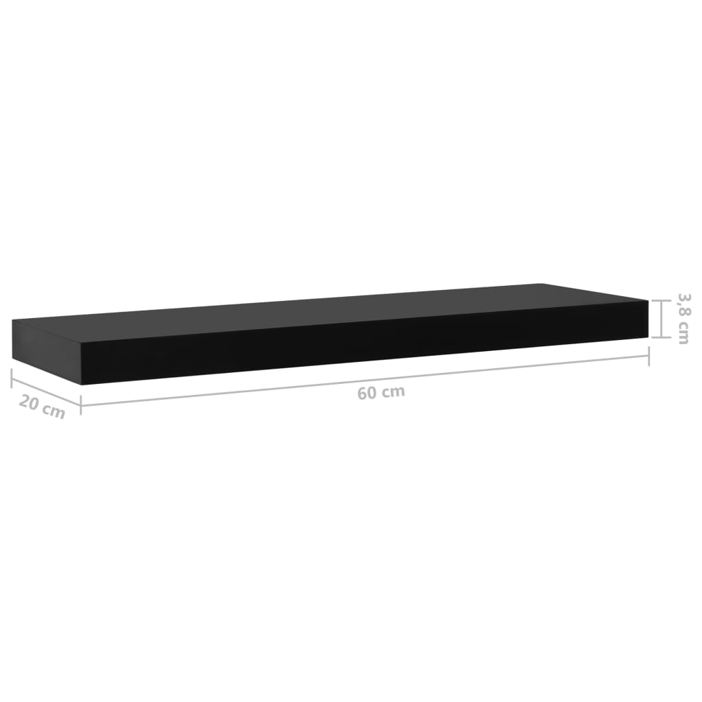 Wandschappen Zwevend 60X0X3,8 Cm Zwart 60 x 20 x 3.8 cm