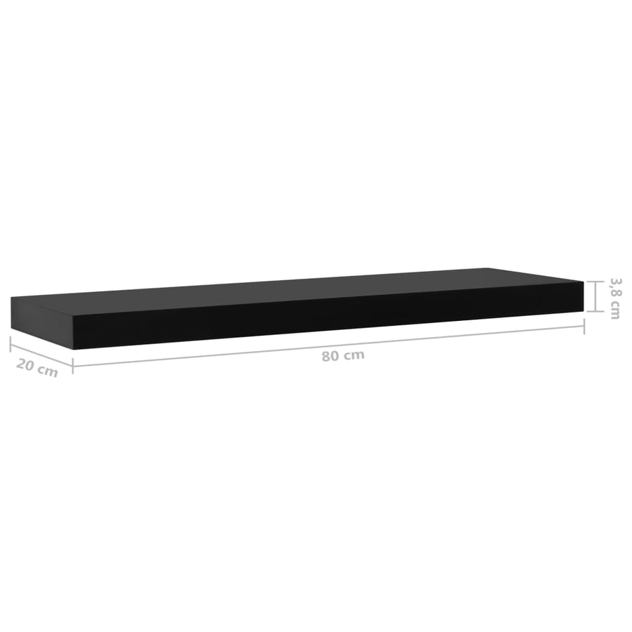 Wandschappen Zwevend 80X0X3,8 Cm Zwart 80 x 20 x 3.8 cm