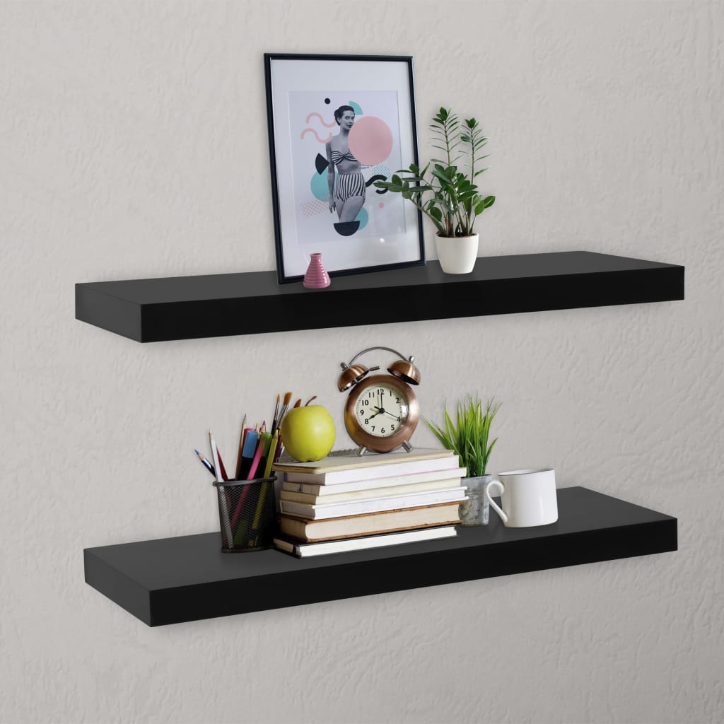 Wandschappen Zwevend 80X0X3,8 Cm Zwart 80 x 20 x 3.8 cm