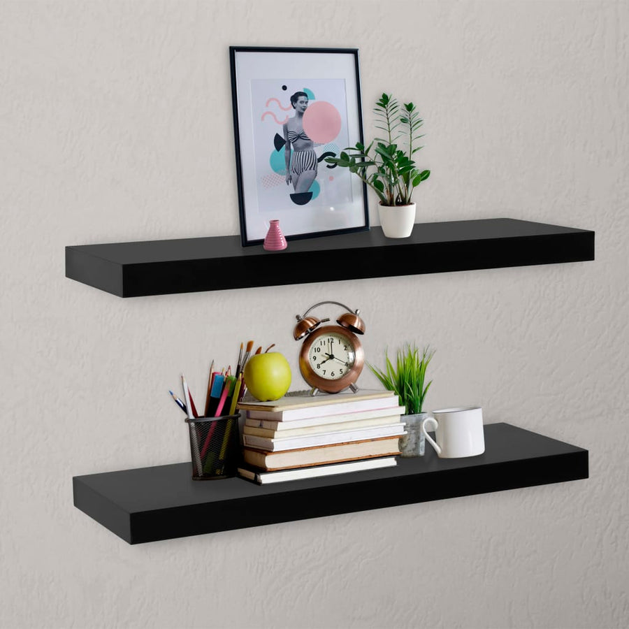Wandschappen Zwevend 80X0X3,8 Cm Zwart 80 x 20 x 3.8 cm