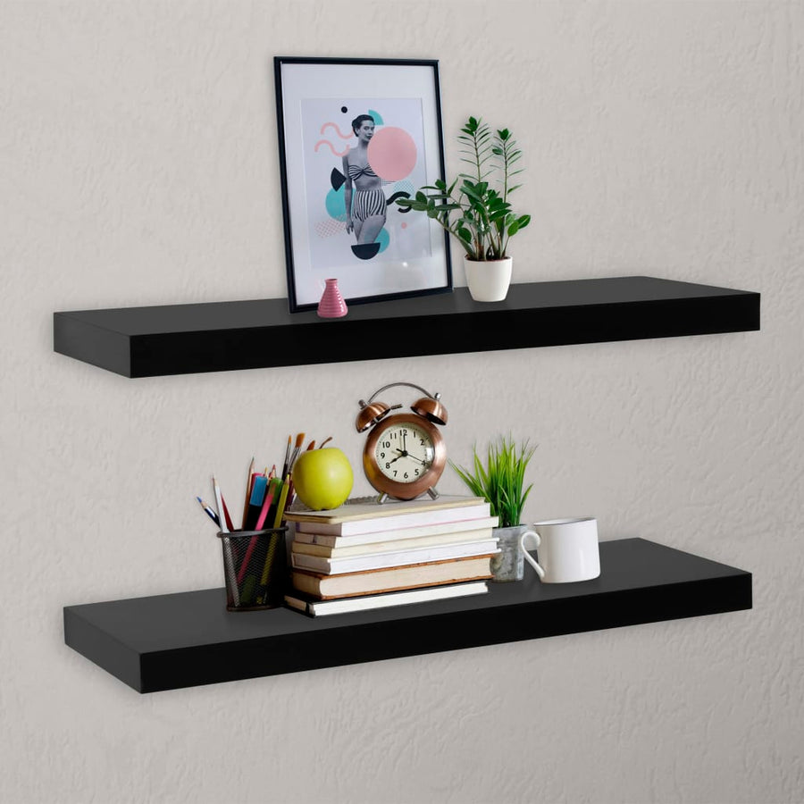 Wandschappen Zwevend 100X0X3,8 Cm Zwart 100 x 20 x 3.8 cm