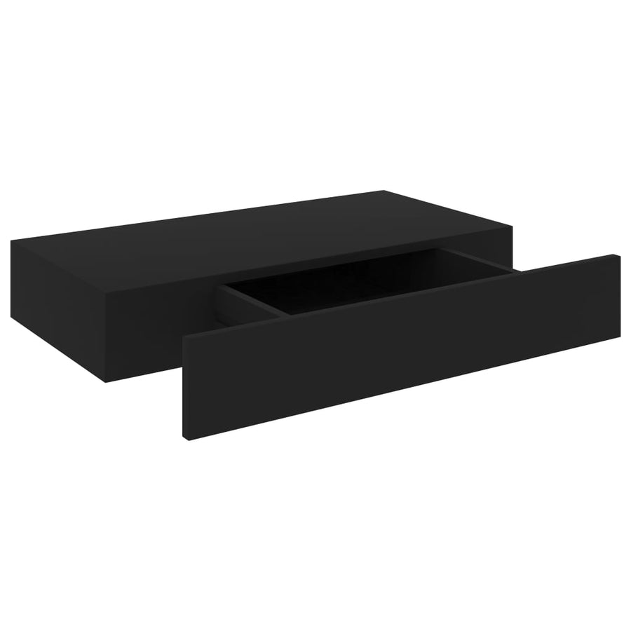 Wandschap Met Lade Zwevend Zwart 48 x 25 x 8 cm