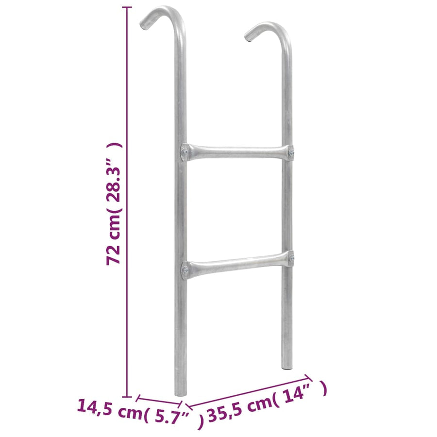 Trampolineladder Met 2 Sporten Staal Zilverkleurig 72 cm
