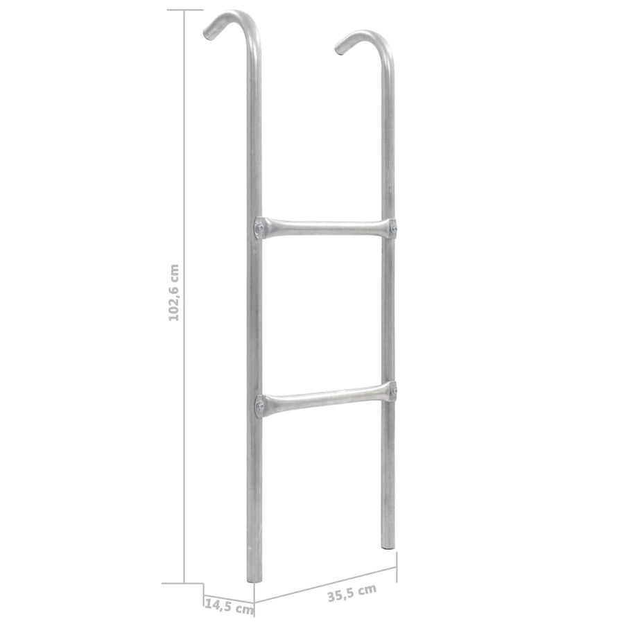 Trampolineladder Met 2 Sporten 02,6 Cm Staal Zilverkleurig 102.6 cm