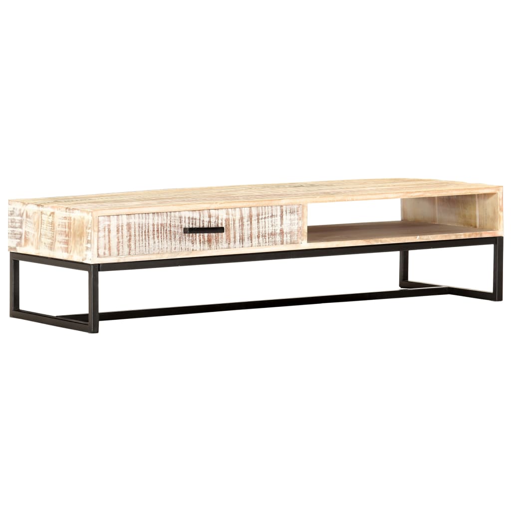 Salontafel 117x50x30 cm massief acaciahout wit