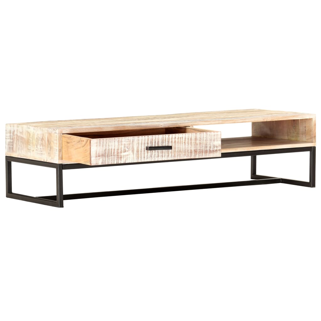 Salontafel 117x50x30 cm massief acaciahout wit