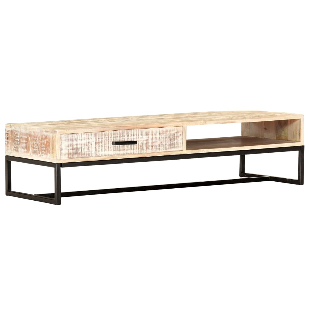 Salontafel 117x50x30 cm massief acaciahout wit