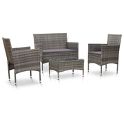 Loungeset poly rattan 4-delig grijs
