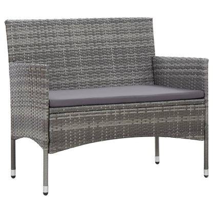 -Delige Loungeset Met Kussens Poly Rattan Grijs