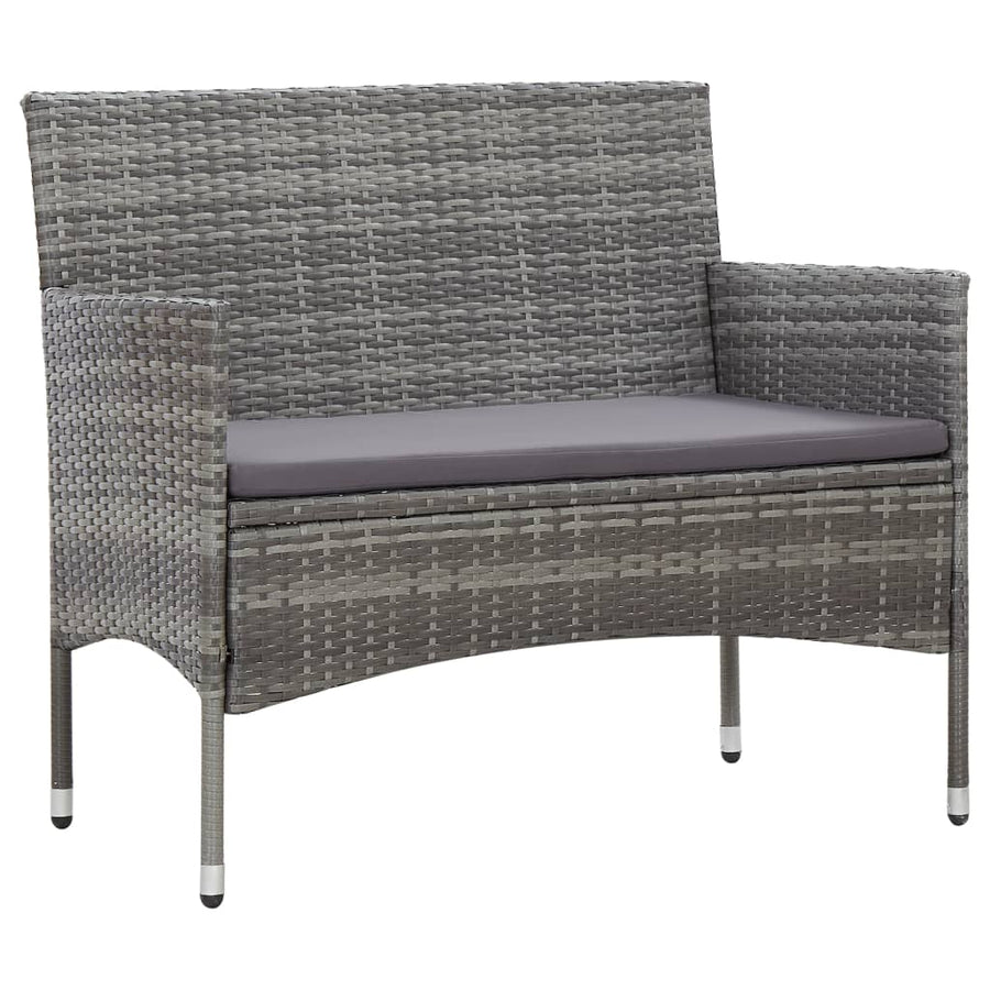 -Delige Loungeset Met Kussens Poly Rattan Grijs