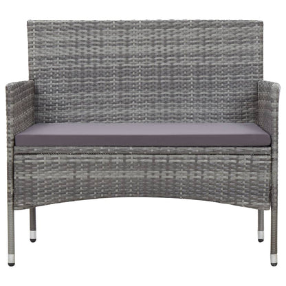 -Delige Loungeset Met Kussens Poly Rattan Grijs