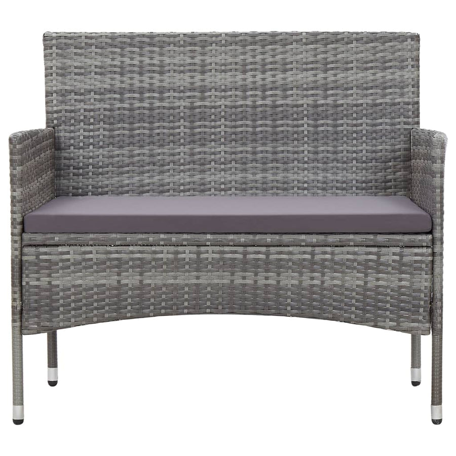 -Delige Loungeset Met Kussens Poly Rattan Grijs