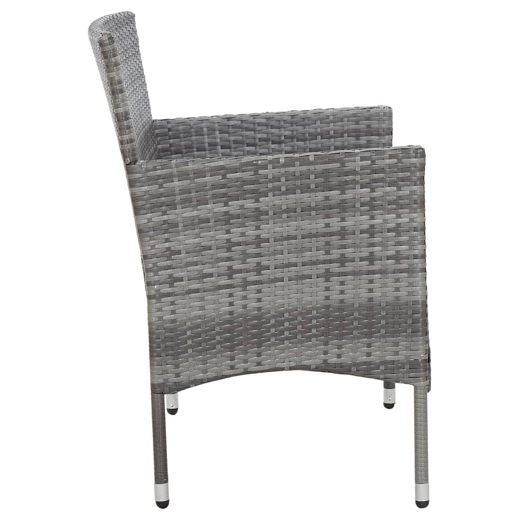 -Delige Loungeset Met Kussens Poly Rattan Grijs