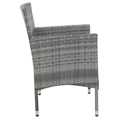 -Delige Loungeset Met Kussens Poly Rattan Grijs