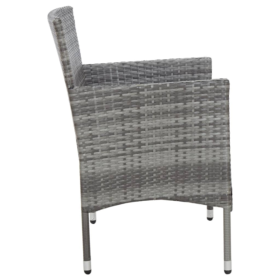 -Delige Loungeset Met Kussens Poly Rattan Grijs