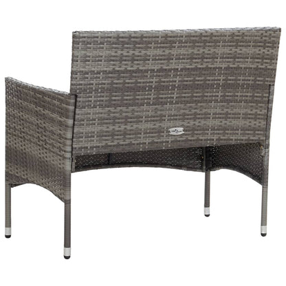 -Delige Loungeset Met Kussens Poly Rattan Grijs