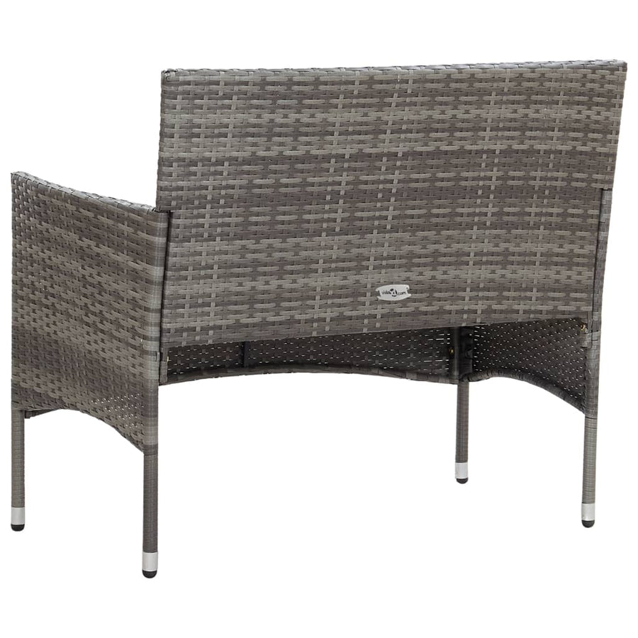 -Delige Loungeset Met Kussens Poly Rattan Grijs