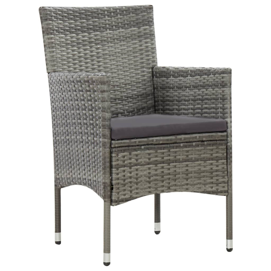 -Delige Loungeset Met Kussens Poly Rattan Grijs