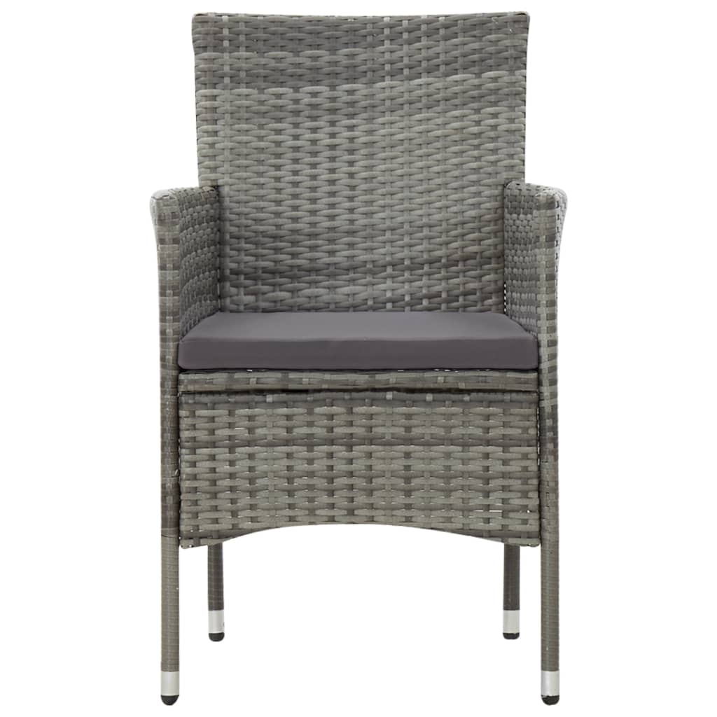-Delige Loungeset Met Kussens Poly Rattan Grijs