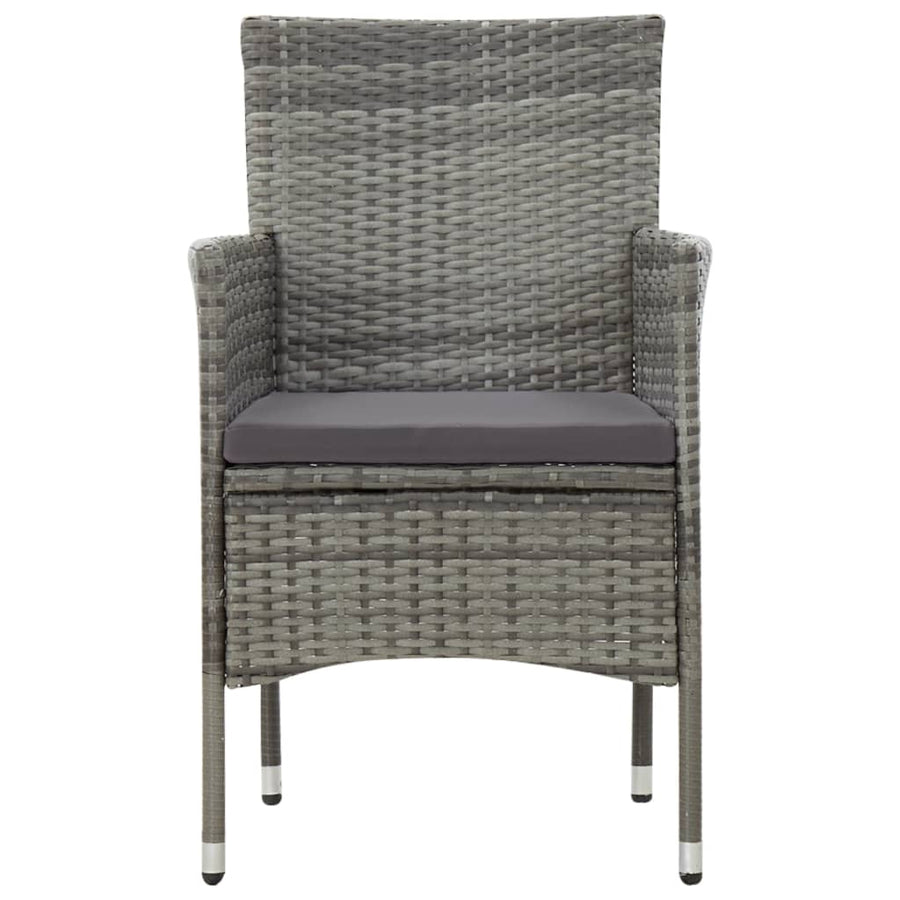 -Delige Loungeset Met Kussens Poly Rattan Grijs