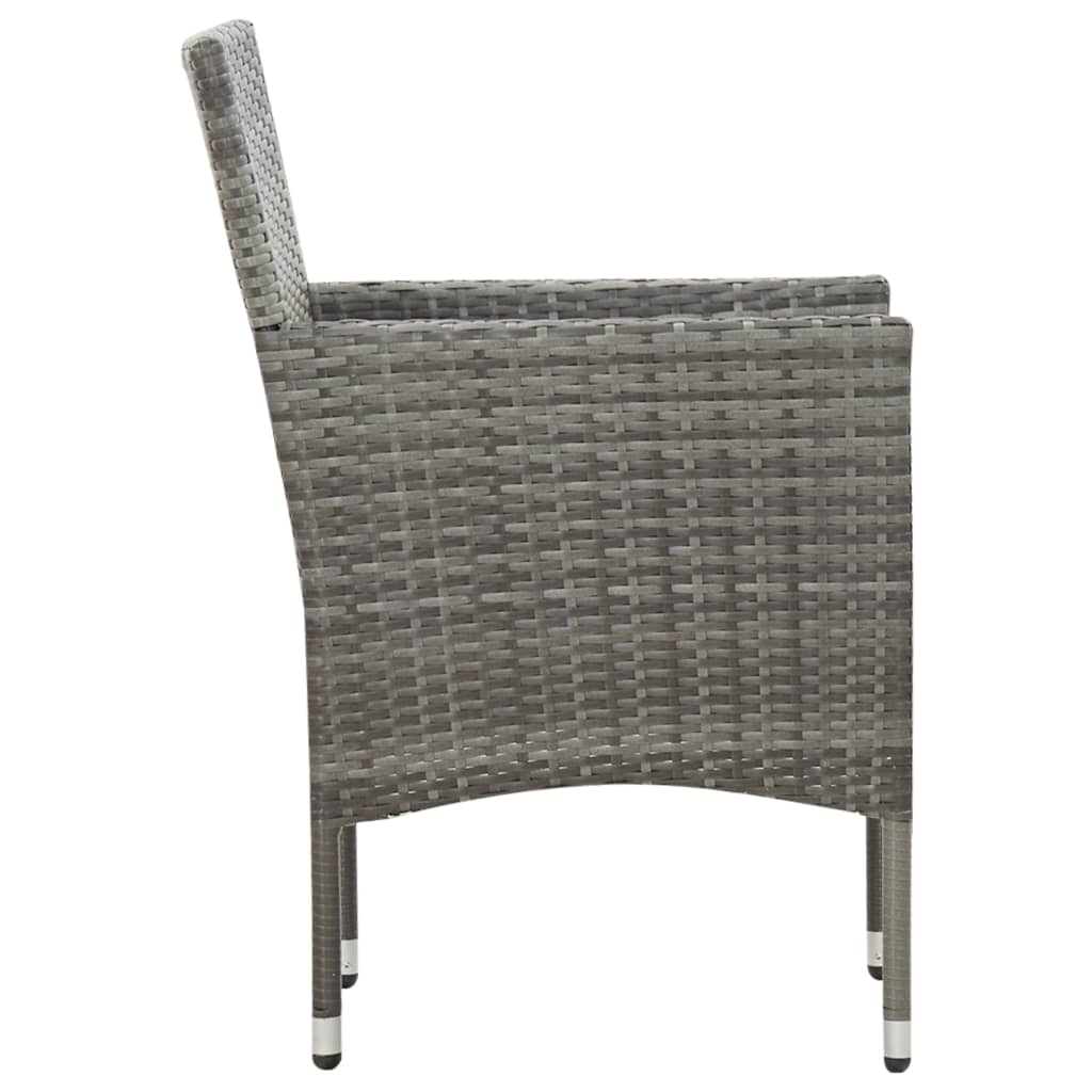 -Delige Loungeset Met Kussens Poly Rattan Grijs
