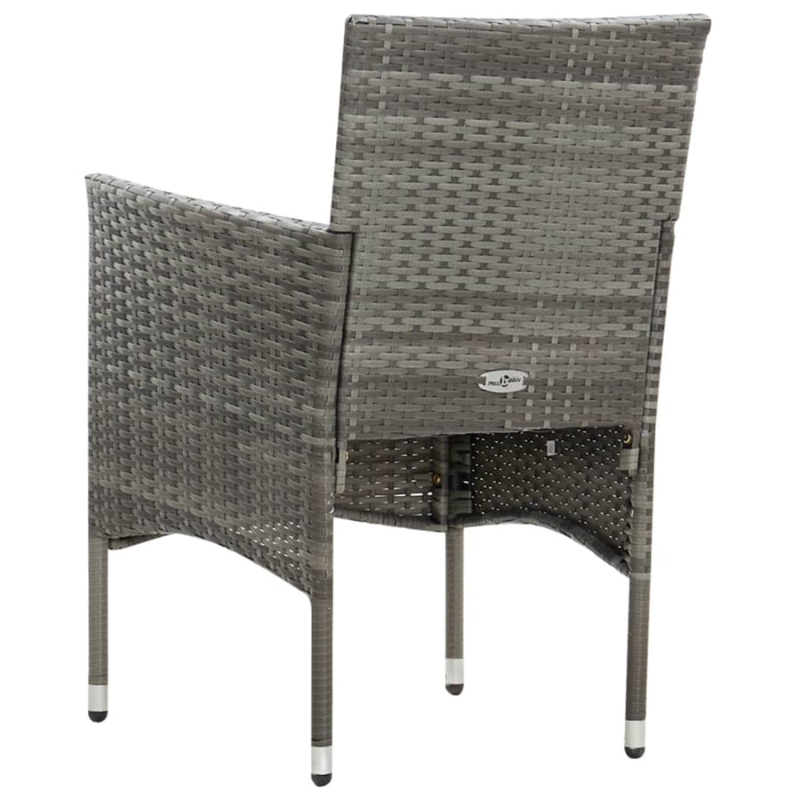-Delige Loungeset Met Kussens Poly Rattan Grijs