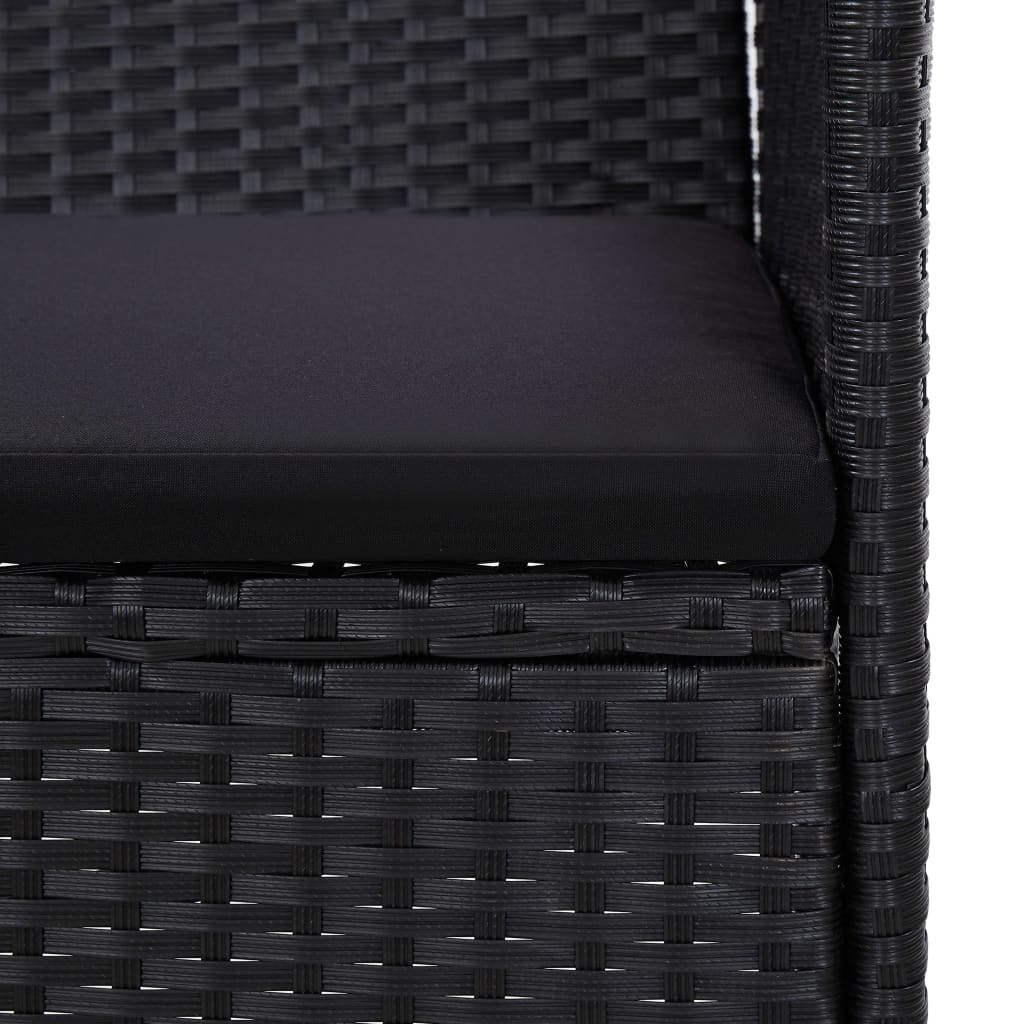 4-delige Loungeset met kussens poly rattan zwart