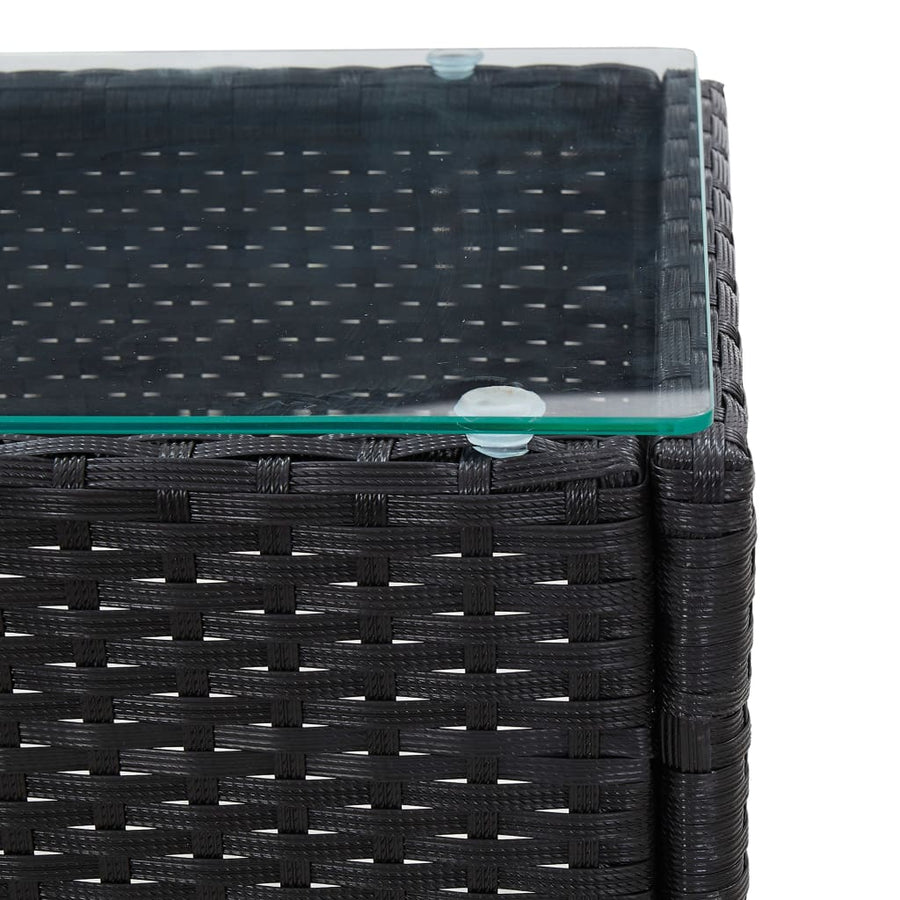 4-delige Loungeset met kussens poly rattan zwart