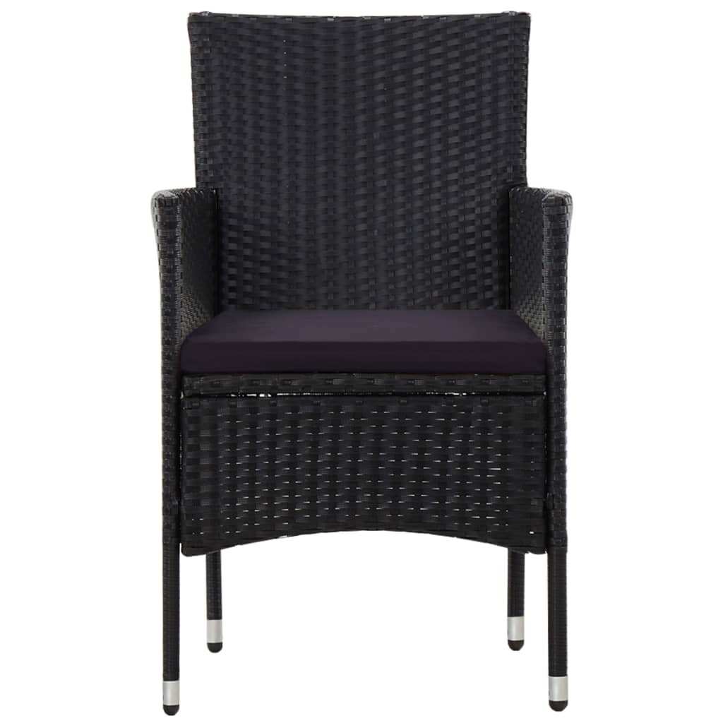 4-delige Loungeset met kussens poly rattan zwart