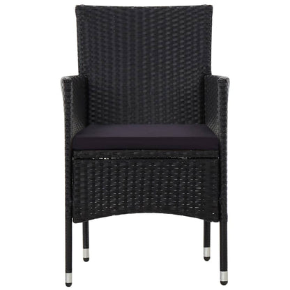 4-delige Loungeset met kussens poly rattan zwart