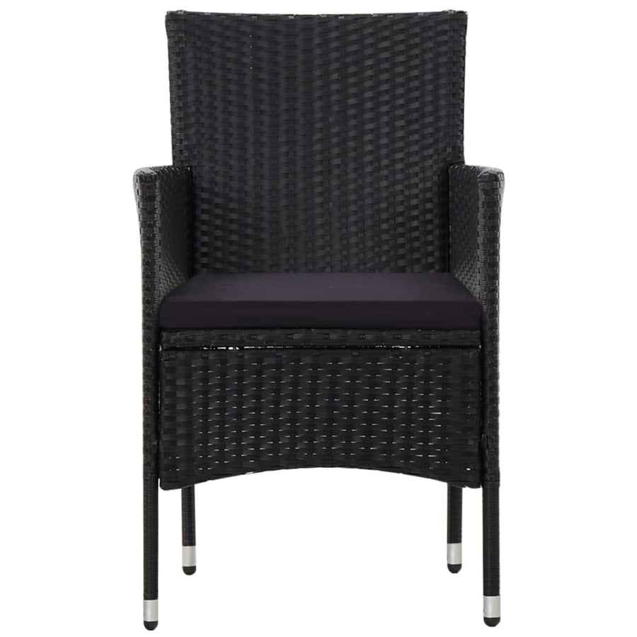 4-delige Loungeset met kussens poly rattan zwart