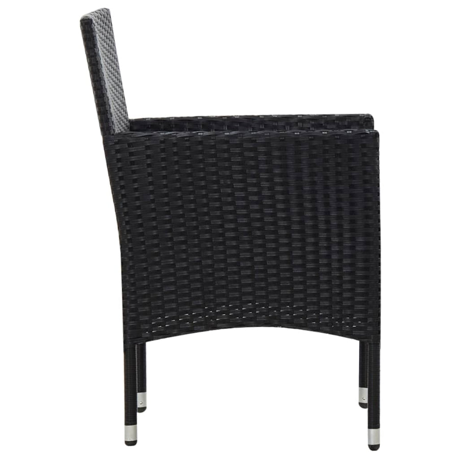 4-delige Loungeset met kussens poly rattan zwart