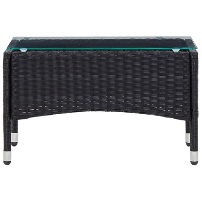 4-delige Loungeset met kussens poly rattan zwart